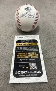 TEXAS RANGERS MARCUS SEMIEN FIRMADO 2023 SERIE MUNDIAL PELOTA BÉISBOL CERTIFICADO DE AUTENTICIDAD JSA - Imagen 1 de 4