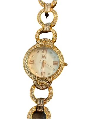 Reloj Isaac Mizrahi Live Tono Dorado Pulsera Eslabón Diseño Piedra **Necesita Batería** Foto 1 de 4