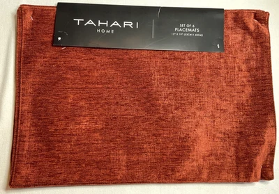 TAHARI HOME PLACEMATS (6) RUST VELVET 13 X 19 100% POLYESTER NIP - Image 1 of 2