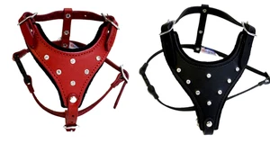 ANGEL Malibu Dog Harness Genuine Leather Rhinestones XS S M - Picture 1 of 7