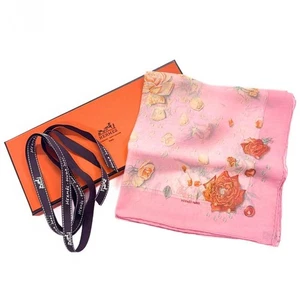 HERMES Carre 45 LA ROSSE Rose Blumen Seidentuch Mousseline Chiffon Etikett Box Use - Bild 1 von 9