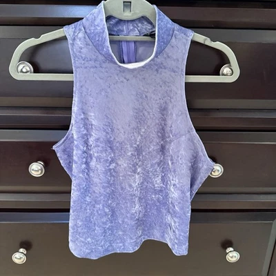 Pantalones de mezclilla GUESS para mujer de terciopelo aplastado púrpura con cremallera cuello alto sin mangas M Foto 1 de 4