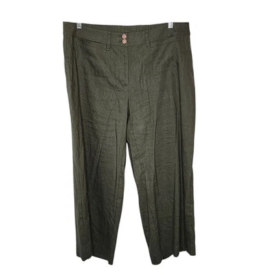 J. Jill льняной эластичной укороченные широкие ноги брюки испанский мох размер XL - Изображение 1 из 4