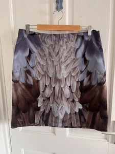 Prada Spring 2005 Feather Print Silk Skirt 48 - Picture 1 of 14