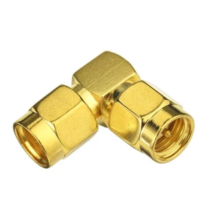 90 Degree SMA Plug to SMA Plug male right angle RF Coax Adapter Connector glod - Picture 1 of 2