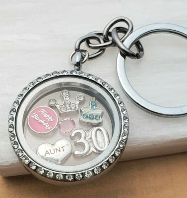 Birthday card Locket Gift keyring Floating charms 18th 21st 30th 40th Gift bag - Image 1 of 4