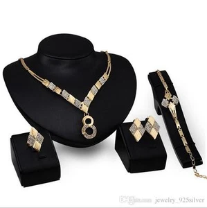 Gold Plated Diamond shape with figure eight Jewelry Set - Picture 1 of 8