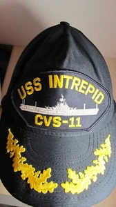 USS INTREPID CVS-11 MÜTZE KAPPE MARINE SCHIFF ESSEX KLASSE FLUGZEUGTRÄGER schwarz Druckknopflasche - Bild 1 von 6