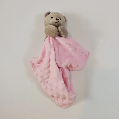 Carter's Child of Mine Tan Teddy Bear Holding Pink Minky Security Blanket Lovey - Image 1 of 4