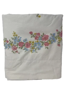 VTG Wards Treasure Chest Pink Floral Double Flat Sheet 81x108 Spots Cottage Core - Picture 1 of 18