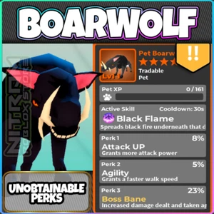 Roblox World Zero - BENEFICIOS INALCANZABLES - LOBO JABALÍ - ATT 8 · AGI 5 · BOSS 23 - Imagen 1 de 1