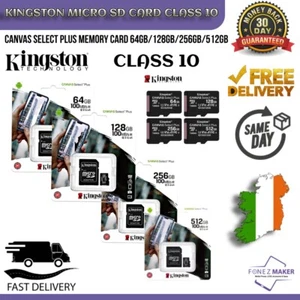 KINGSTON Micro SD SDHC Class 10 SDXC Phone Memory Card 64GB 128GB 256GB 512GB - Picture 1 of 5