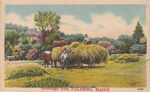 AGRICULTURE: Palermo, MAINE - Haying with Horse & Wagon - 1950 - Picture 1 of 2