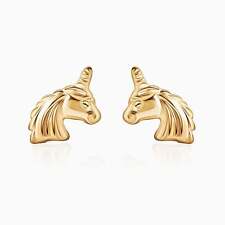 Pori Jewelry 14K Yellow Gold Unicorn Small Stud Earrings No Stone