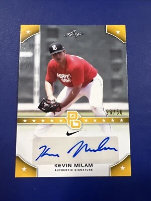 2015 Leaf Perfect Game Auto Kevin Milam yellow 28 /50 - Image 1 of 4