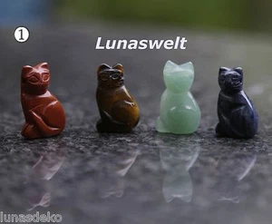 Ciondolo gatto pietra preziosa circa 30 x 20 mm catena a scelta con cinturino in pelle - Foto 1 di 6