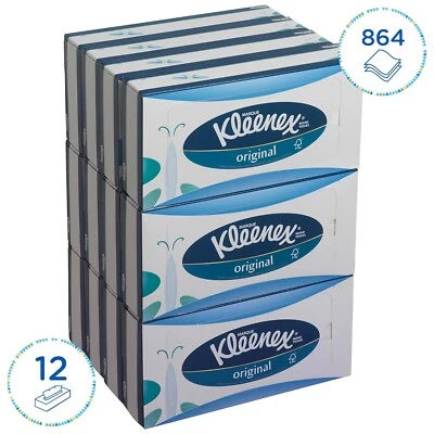 Kleenex 8824 Kosmetiktücher 3-lagig | 12 Boxen á 72 weiche Tücher