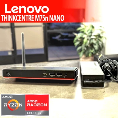 ThinkCentre M75n Nano MINI PC Desktop Ryzen 5 3500U 8GB Vega 8 128GB Win11 WIFI - Image 1 of 4
