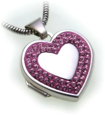 Ciondolo A Cuore In Cristallo Rosa In Argento 925 Sterling Per Donne - Immagine 1 di 4