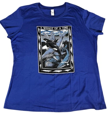 Ray Troll   Size  XXL    BLUE  "A Whale of a Time" T- SHIRT    100% Cotton   NEW - Image 1 of 4