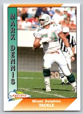 1991  Pacific #266 Mark Dennis Rookie Card Miami Dolphins