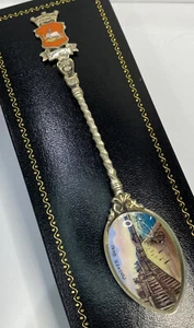 "Cuchara de coleccionista de recuerdos esmaltada de plata 800 Quai Singapur de 5""" - Imagen 1 de 9