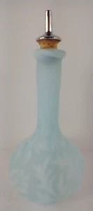 Fenton Satin Blue Opalescent Daisy and Fern Barber Bottle - Picture 1 of 8