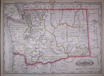Mapa 1889 ~ WASHINGTON ~ (XL17x23) Coloreado - Buen Estado ~ Envío y devolución gratuitos-#035 Foto 1 de 2