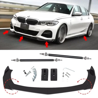 For BMW 535i 530i Front Bumper Lip Spoiler Splitter Strut /Rods /Glossy - Image 1 of 4