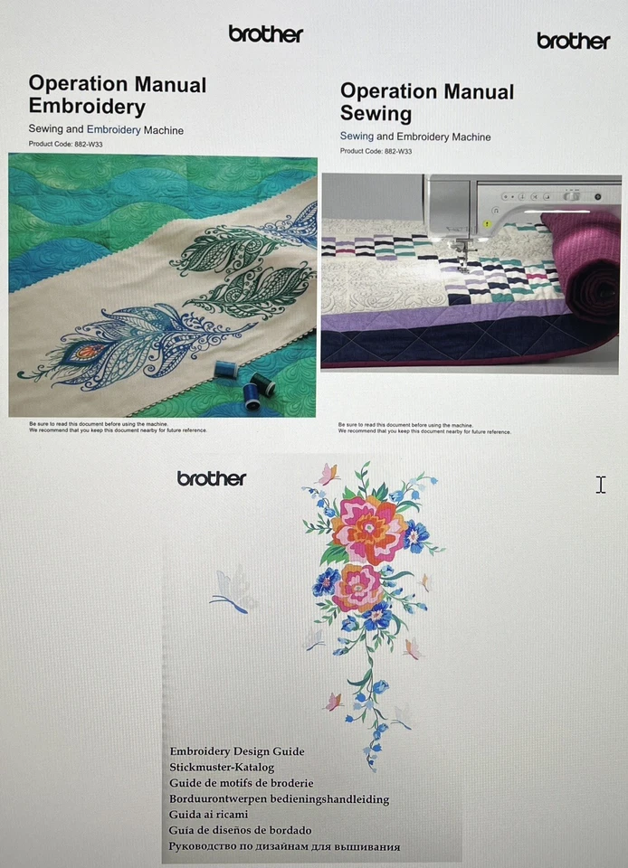 Brother Luminaria Innov-is XP3 Manual Costura y Bordado Juego de 3 Colores Encuadernado en Tela Foto 1 de 4