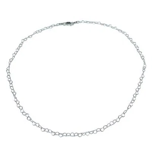 16” Sterling Silver Heart Chain Link Necklace Solid 925 Italy Italian Dainty - Picture 1 of 7