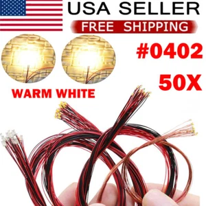 50X Pre Wired Warm White #0402 SMD LEDs Lighting Kit Pre-soldered Micro LEDs NEW - Picture 1 of 18