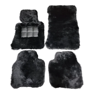 Genuine Black Sheepskin Floor Mats For Jaguar XJ XJL XJR 2010 - 2019 - Image 1 of 4