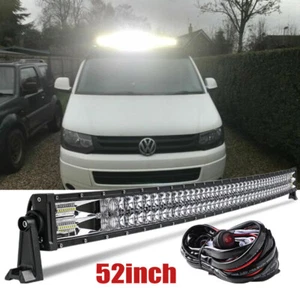 For VOLKSWAGEN TRANSPORTER T5 T6 LED WORK LIGHT BAR Curved 52" SPOT FLOOD Wiring - Picture 1 of 12