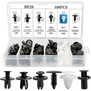 100x Fender Door Hood Bumper Car Trim Clips Body Retainer Fastener Kit Universal - Bild 1 von 12