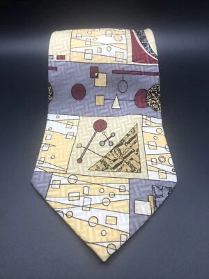 Dani Moda Maschile 57 英寸 x 4 英寸 100% 真丝手工制作男式几何领带 — 第 1/4 张图片