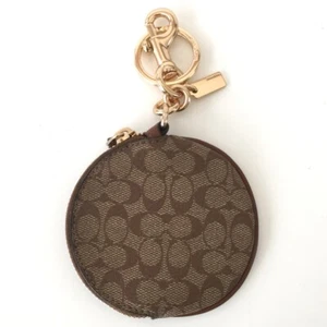 COACH Circular Coin Pouch Bag Charm In Signature Canvas 3.5x3.5x0.5" No 89987 - Imagen 1 de 5