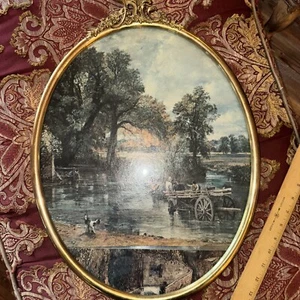 VTG Large 23 X 16 Ornate 24 Karat Gold Oval Wall Frame - Inside 13 1/2 X 18 1/2 - Picture 1 of 6