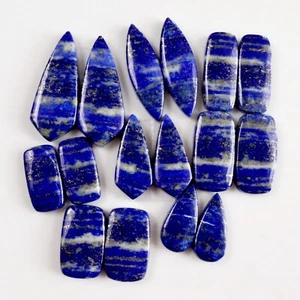 8Pair 194Cts Natural Lapis Lazuli Cabochon Gemstone Pairs 19x9-32x12mm #13699 - Picture 1 of 8