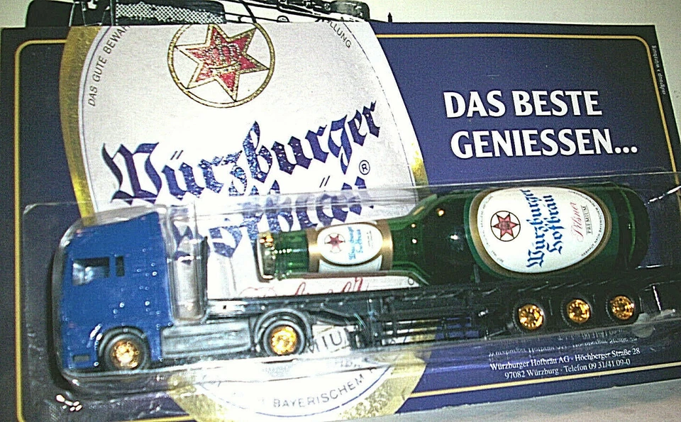  68-F CAMION BIRRA Würzburger Hofbräu Biere MAN rimorchio basso carico bottiglia - Immagine 1 di 1