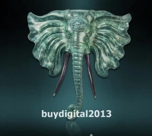 Western Art Deco Bronze Animal Elephant Heffalump Head Wall Ornament Sculpture - Picture 1 of 8