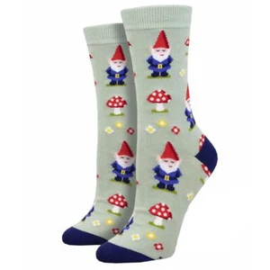 Socksmith Women's Bamboo Crew Socks Gnome More Mushrooms Fun Novelty Footwear - Picture 1 of 1