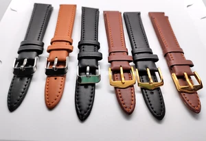 6X Brown blackHigh-Quality Two-Piece Soft Leather Watch Band Straps 18mm job lot - Picture 1 of 2