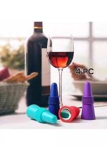 4 x Bottle Stoppers Silicone Beverage Wine Bottle Sealer Caps Reusable Covers - Picture 1 of 5
