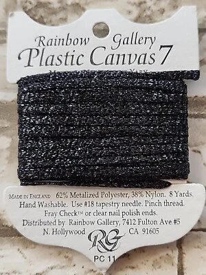 Rainbow Gallery Plastic Canvas 7 PC11 Black Poly Nylon 8 Yards Needlework - Image 1 of 2