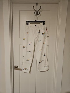 Womens White Quaker Factory Embroidered Nautical Design Capri Pants Sz S NWT - Picture 1 of 9