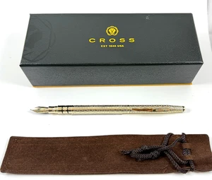 CROSS SPIRE GOLDEN SHIMMER FOUNTAIN PEN with Solid 18k Gold Bold Nib #AT0566-2B - Picture 1 of 14