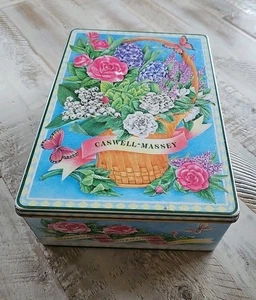 VINTAGE Floral Tin Barringer Wallis & Manners Collectible Caswell-Massey Tin Box - Picture 1 of 8