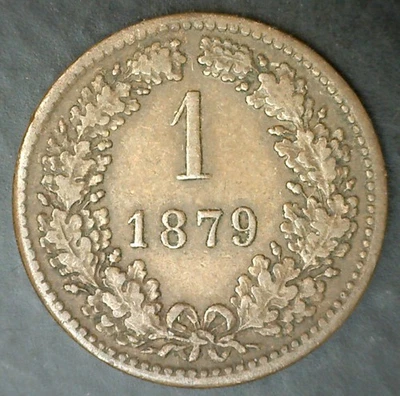 1879 Austria Copper Kreuzer Coin Extra Fine Circulated Small Eagle Joseph I - Image 1 of 2