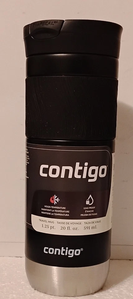 Contigo 2094848 Huron 2.0 Stainless Steel Travel Mug with SNAPSEAL Lid Licorice